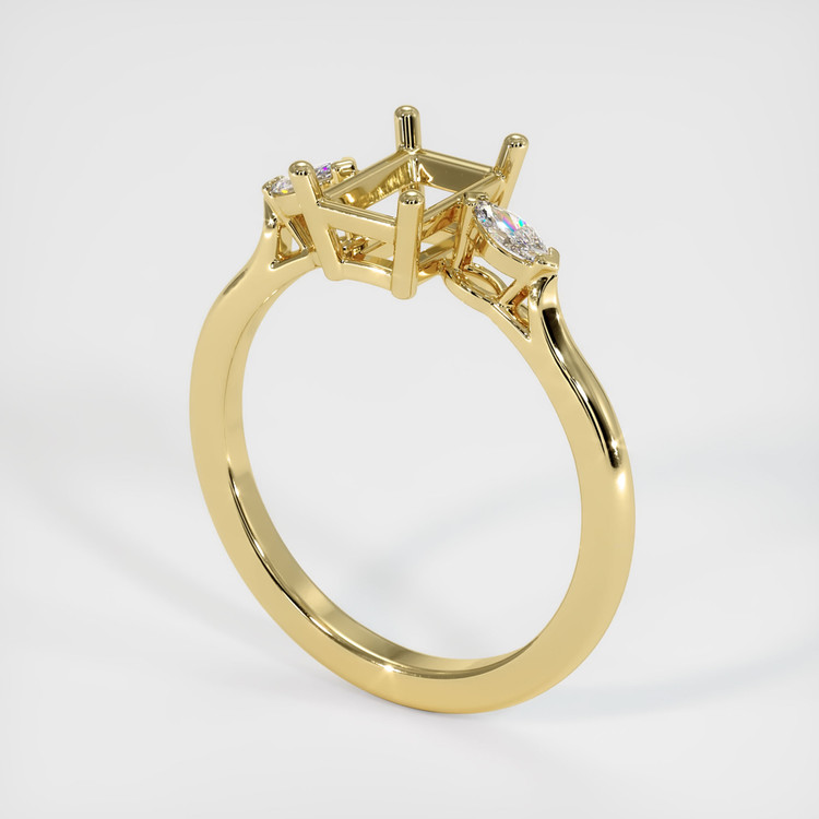18K Yellow Gold Three Stone Ring Setting