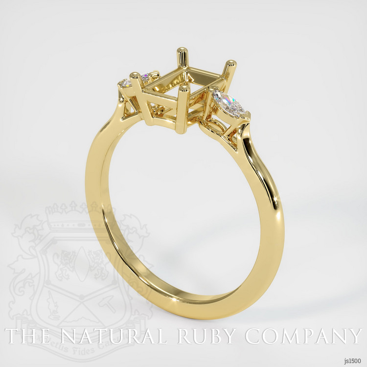 18K Yellow Gold Three Stone Ring Setting