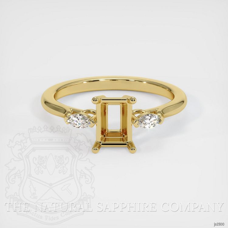 18K Yellow Gold Three Stone Ring Setting