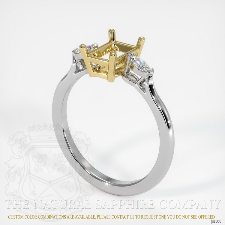 14K Yellow & White Three Stone Ring Setting
