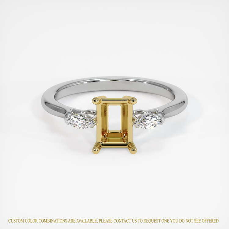 14K Yellow & White Three Stone Ring Setting