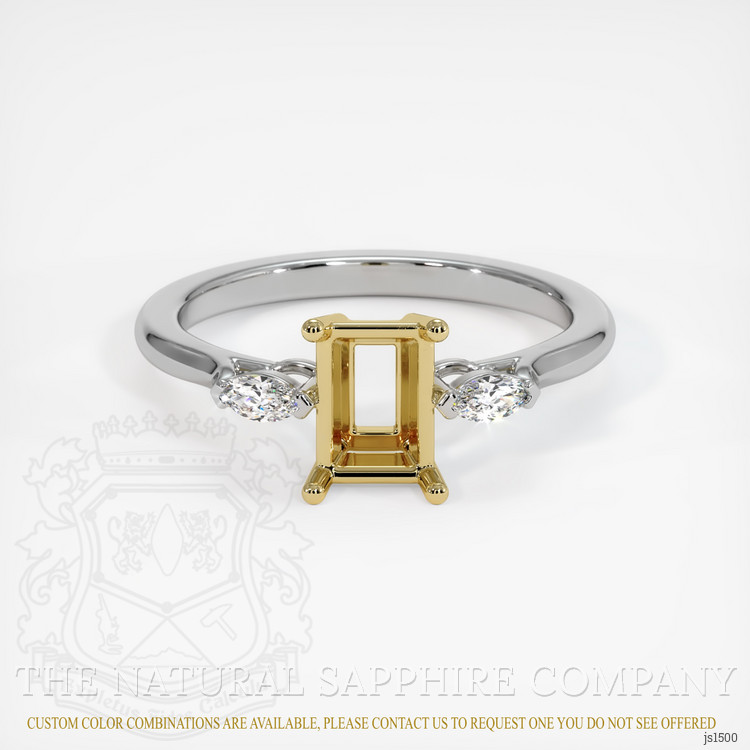 14K Yellow & White Three Stone Ring Setting