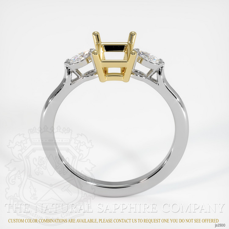 14K Yellow & White Three Stone Ring Setting