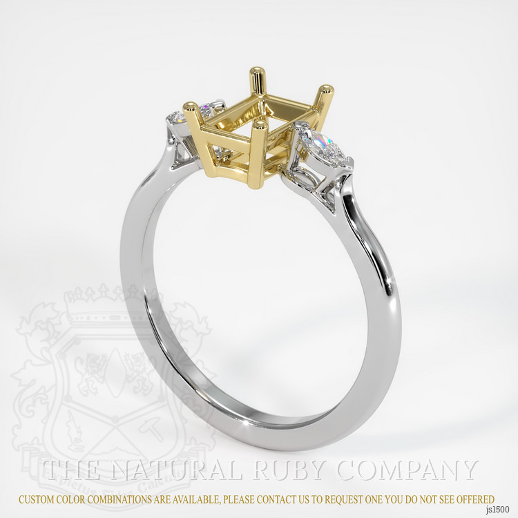 18K Yellow & White Three Stone Ring Setting