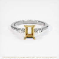 18K Yellow & White Three Stone Ring Setting Image