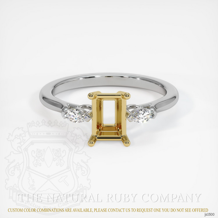 18K Yellow & White Three Stone Ring Setting