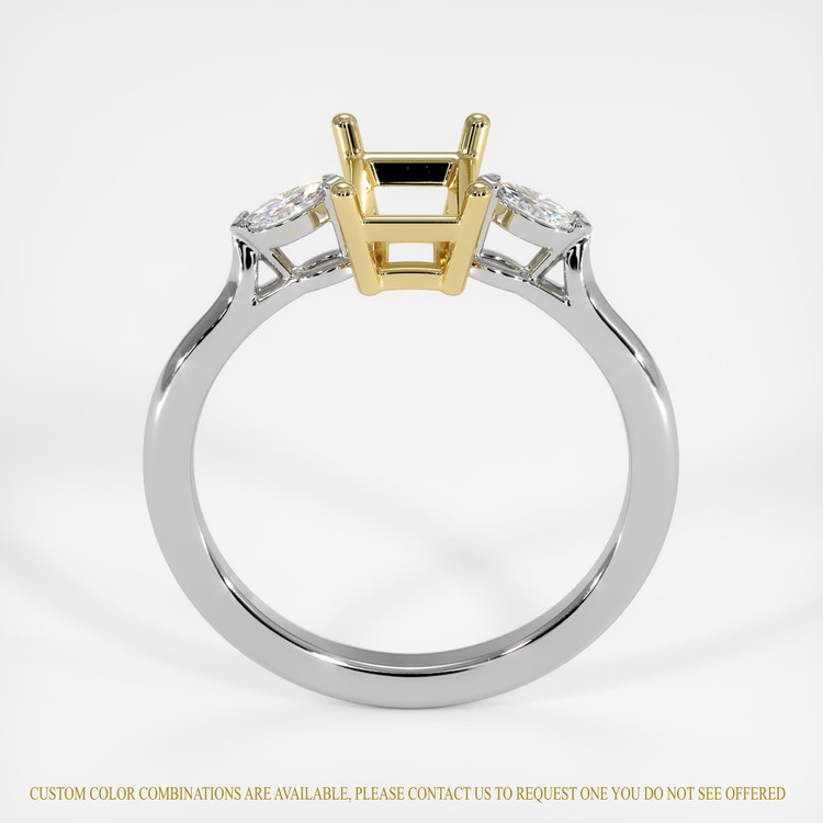 18K Yellow & White Three Stone Ring Setting