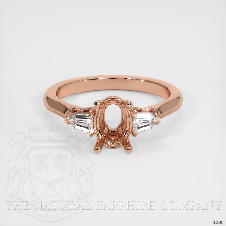 14K Rose Gold Three Stone Ring Setting