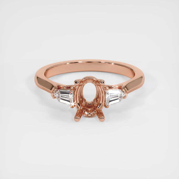 14K Rose Gold Three Stone Ring Setting