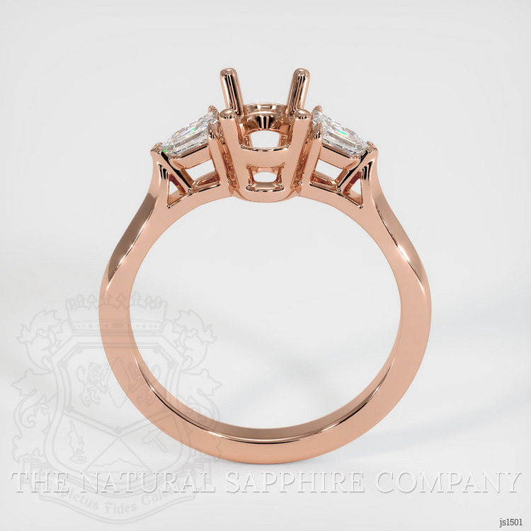 14K Rose Gold Three Stone Ring Setting