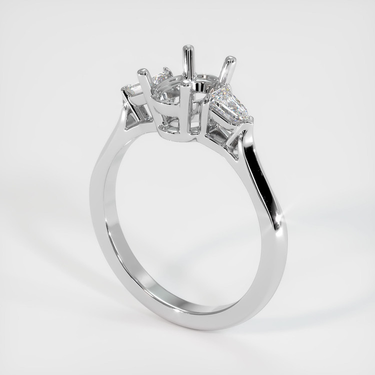 14K White Gold Three Stone Ring Setting