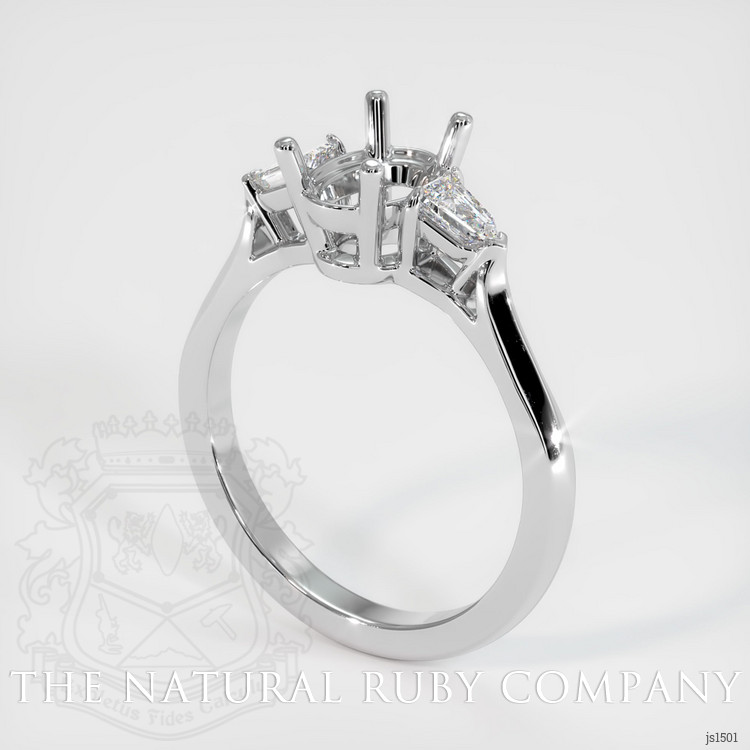 14K White Gold Three Stone Ring Setting