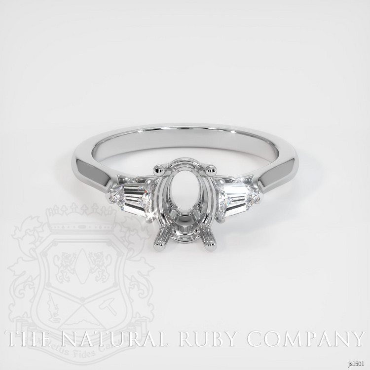 14K White Gold Three Stone Ring Setting