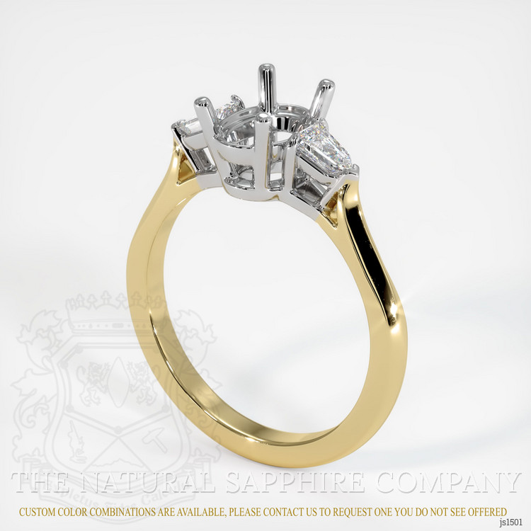 14K White & Yellow Three Stone Ring Setting