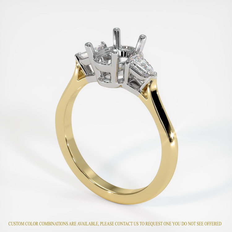 14K White & Yellow Three Stone Ring Setting