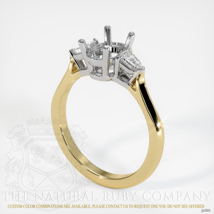 14K White & Yellow Three Stone Ring Setting