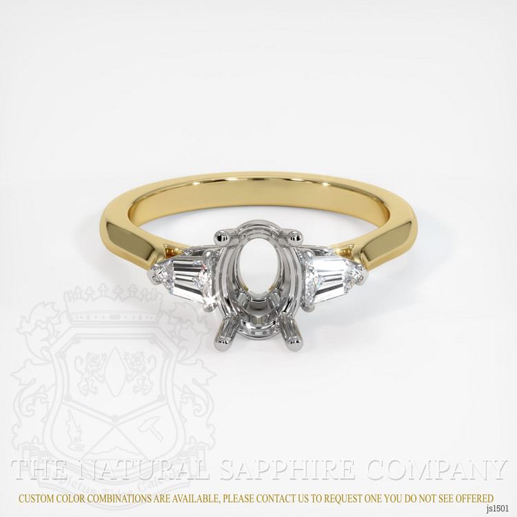 14K White & Yellow Three Stone Ring Setting