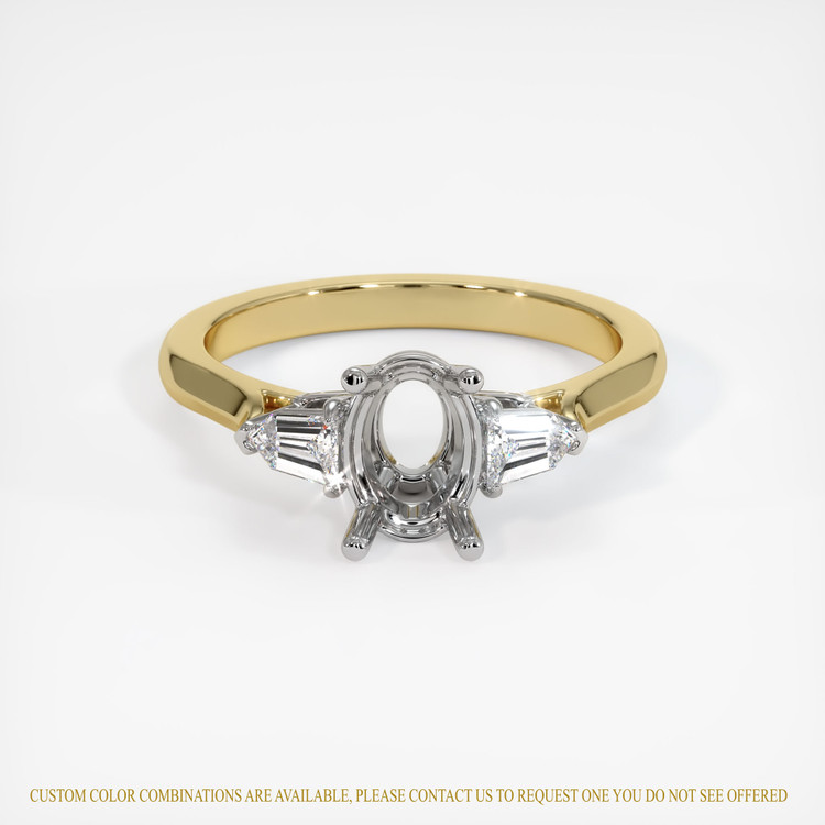 14K White & Yellow Three Stone Ring Setting