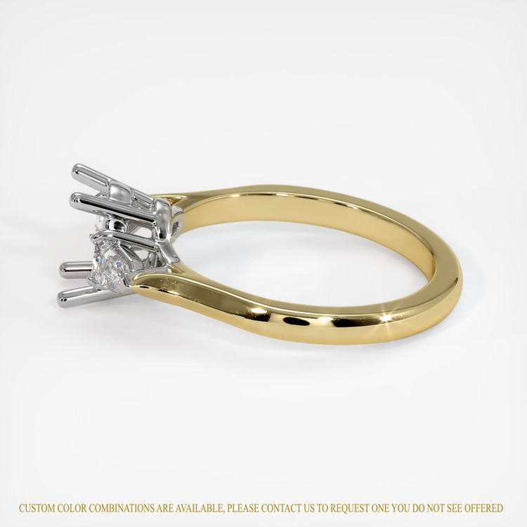 14K White & Yellow Three Stone Ring Setting