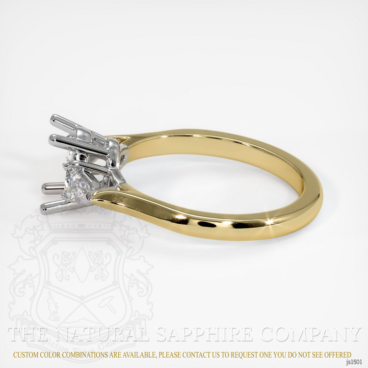14K White & Yellow Three Stone Ring Setting