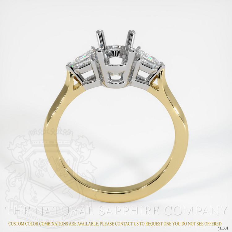 14K White & Yellow Three Stone Ring Setting