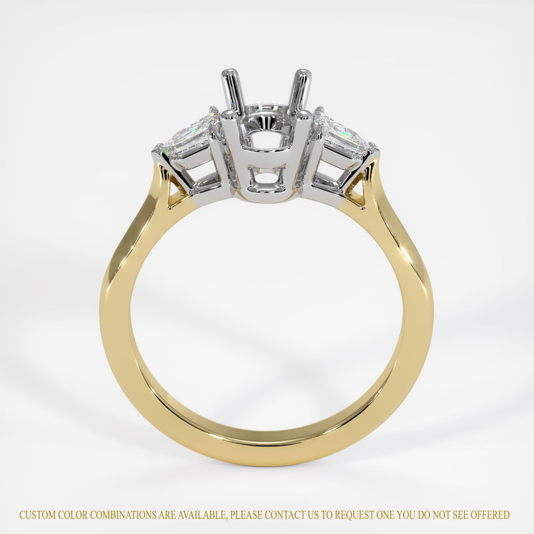 14K White & Yellow Three Stone Ring Setting
