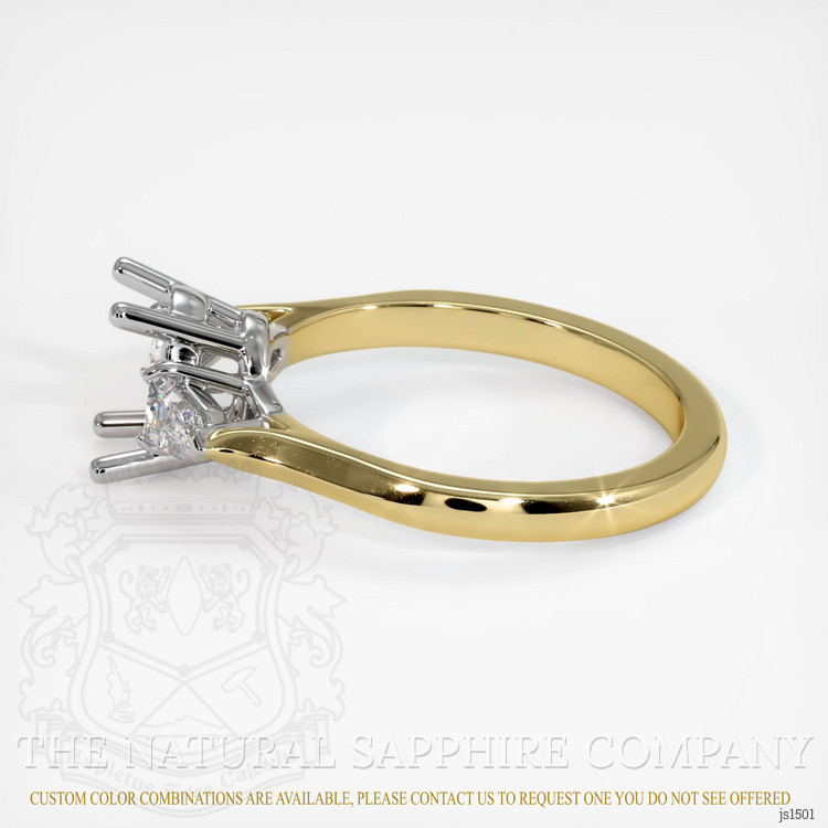 18K White & Yellow Three Stone Ring Setting