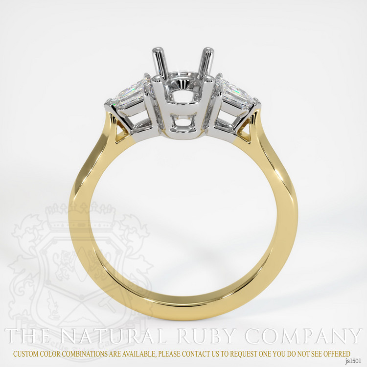 18K White & Yellow Three Stone Ring Setting