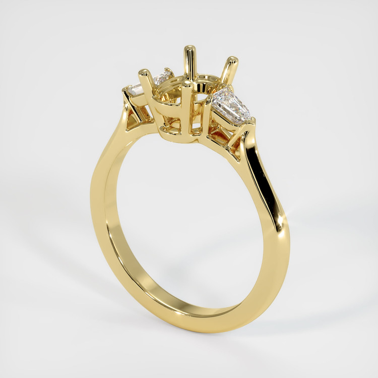 18K Yellow Gold Three Stone Ring Setting