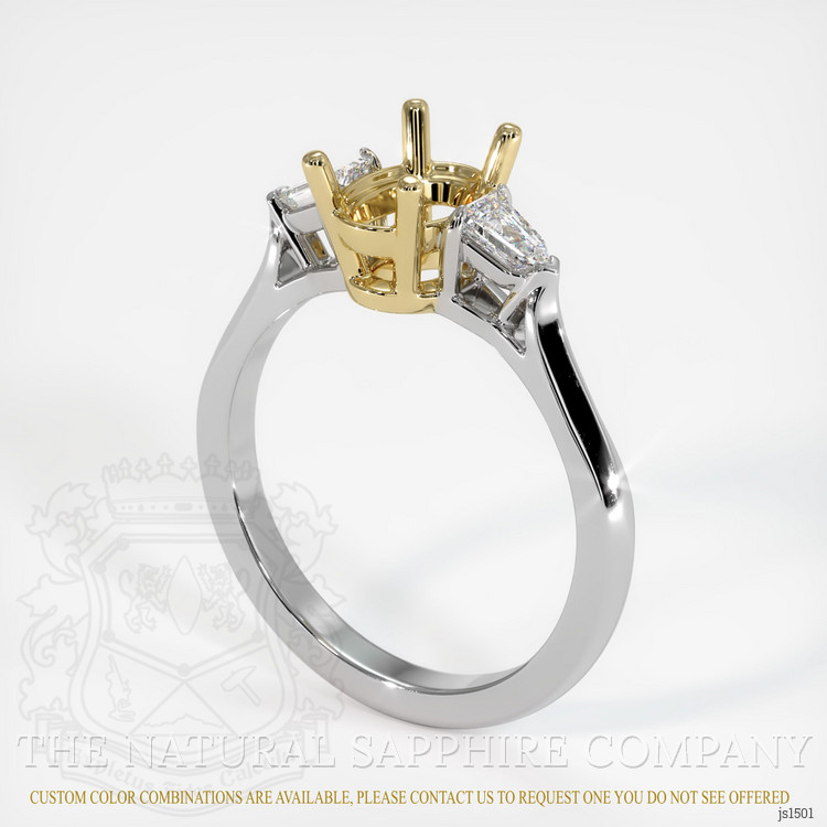 14K Yellow & White Three Stone Ring Setting
