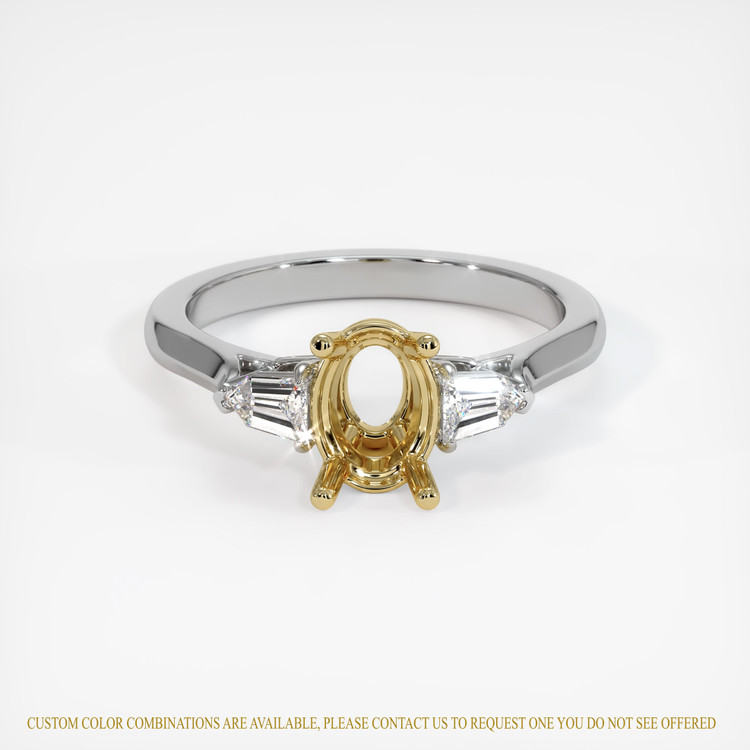 14K Yellow & White Three Stone Ring Setting