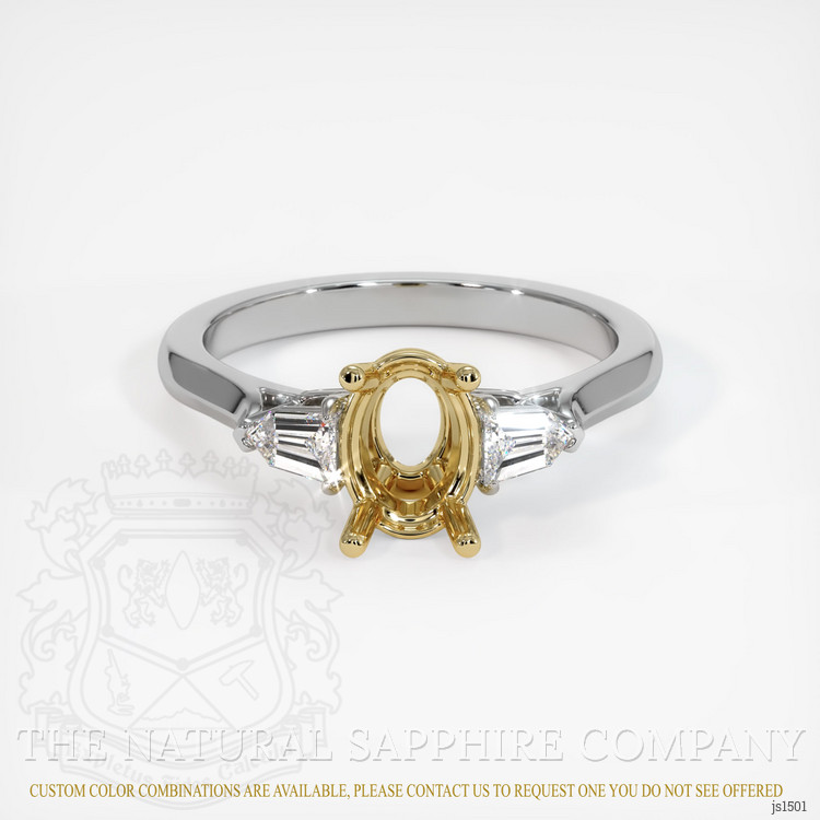 14K Yellow & White Three Stone Ring Setting