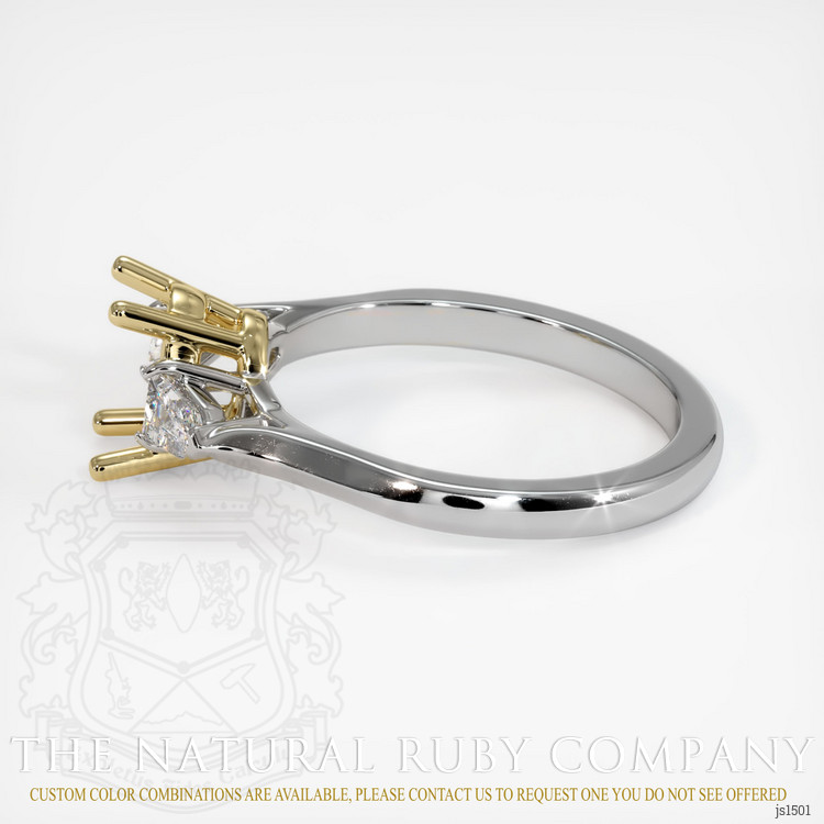 14K Yellow & White Three Stone Ring Setting