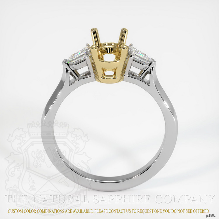 14K Yellow & White Three Stone Ring Setting