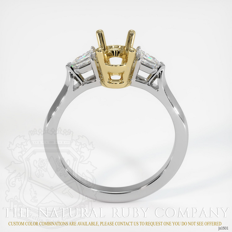 14K Yellow & White Three Stone Ring Setting