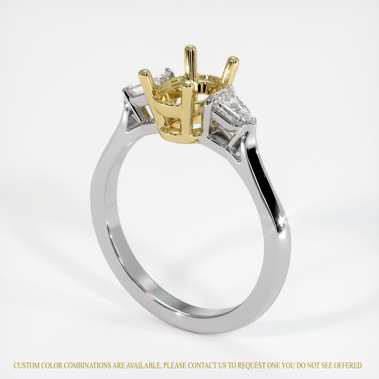 18K Yellow & White Three Stone Ring Setting