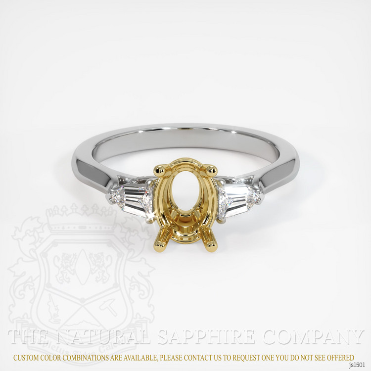 18K Yellow & White Three Stone Ring Setting
