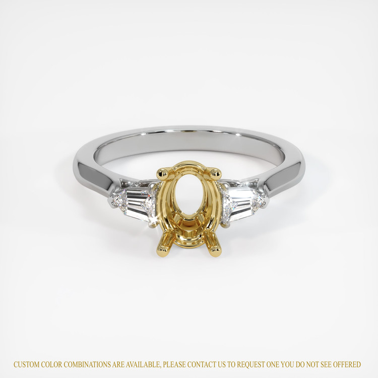 18K Yellow & White Three Stone Ring Setting