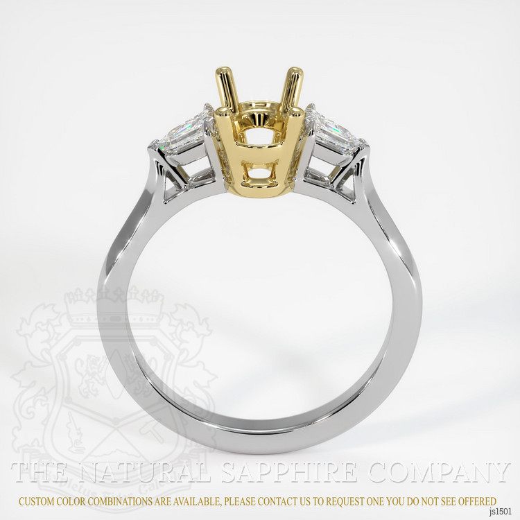 18K Yellow & White Three Stone Ring Setting