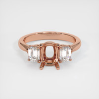 14K Rose Gold Three Stone Ring Setting Image