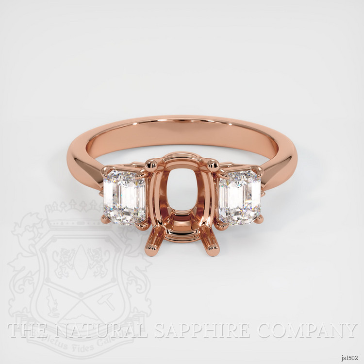 14K Rose Gold Three Stone Ring Setting