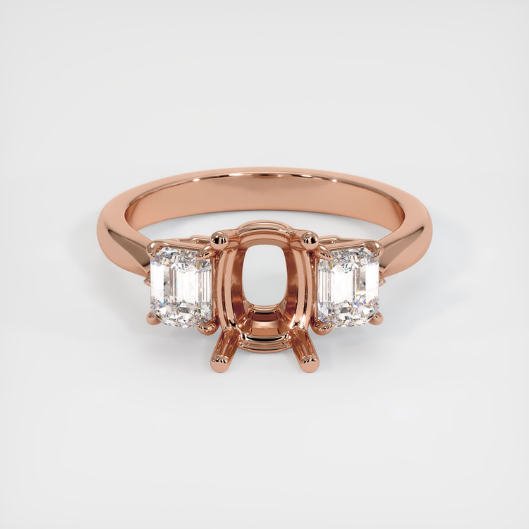 14K Rose Gold Three Stone Ring Setting