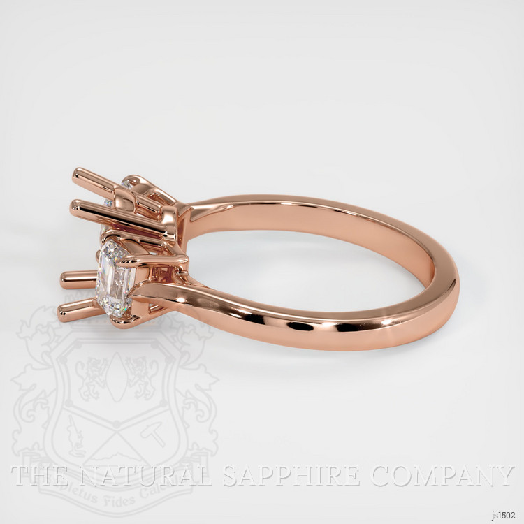 14K Rose Gold Three Stone Ring Setting
