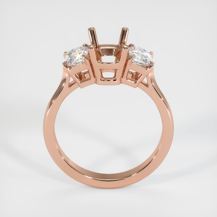 14K Rose Gold Three Stone Ring Setting
