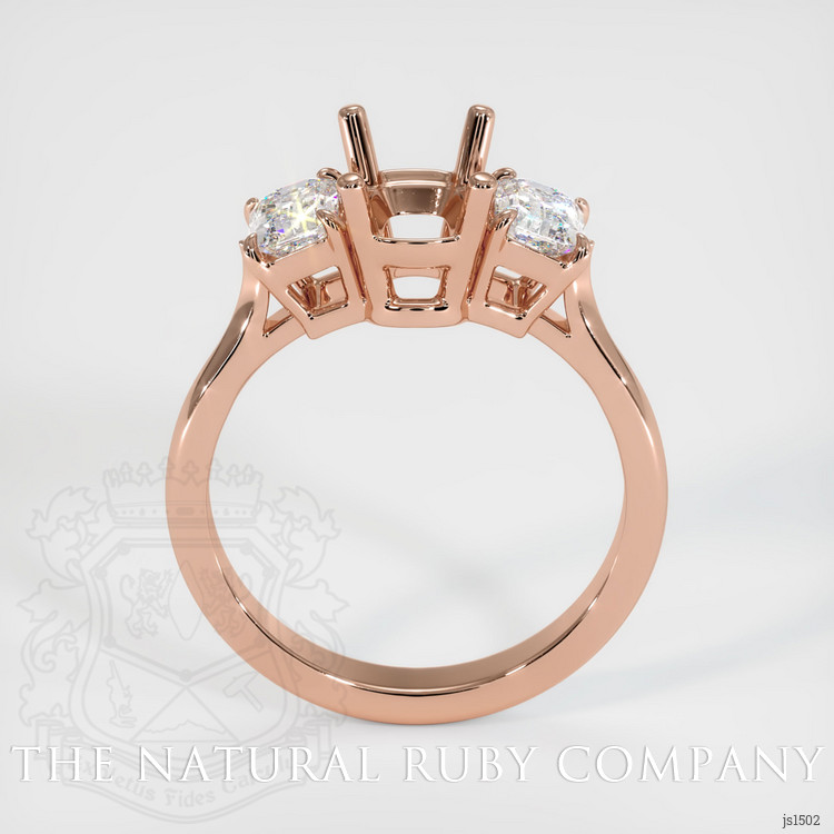 14K Rose Gold Three Stone Ring Setting