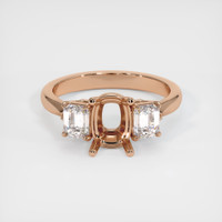 18K Rose Gold Three Stone Ring Setting Image