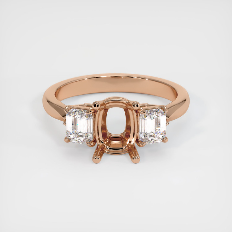 18K Rose Gold Three Stone Ring Setting