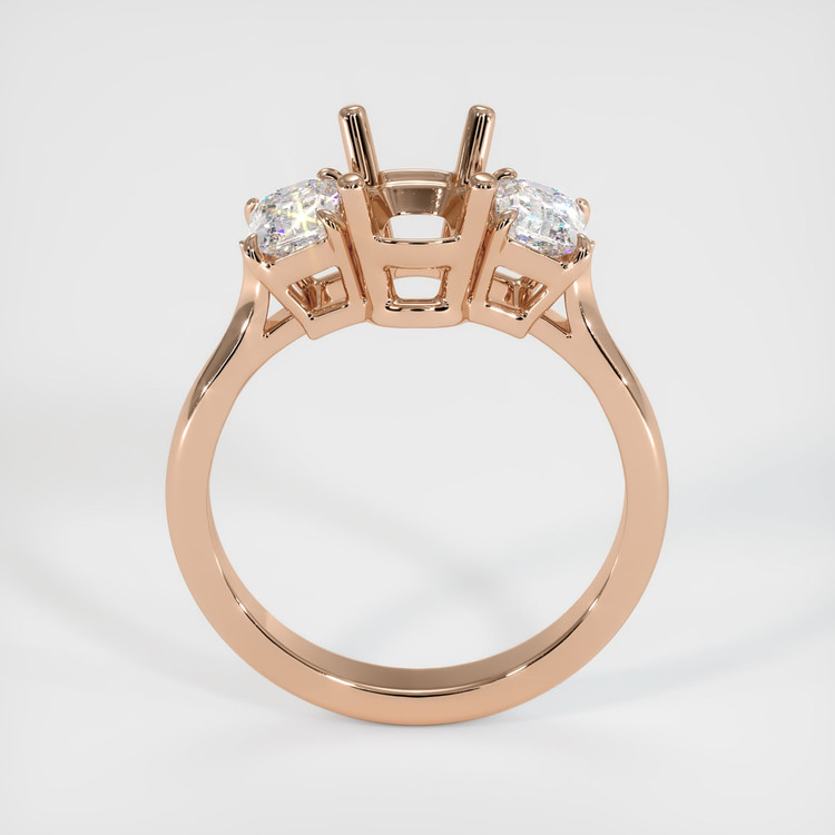 18K Rose Gold Three Stone Ring Setting