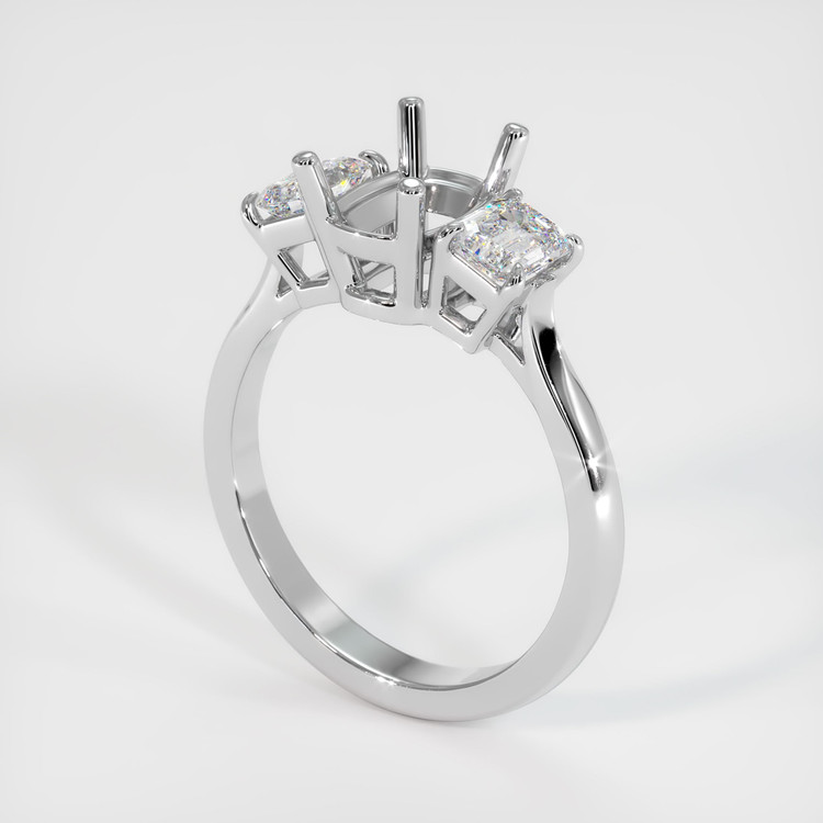 14K White Gold Three Stone Ring Setting