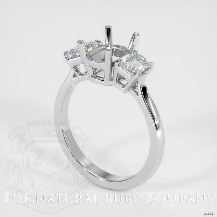 14K White Gold Three Stone Ring Setting